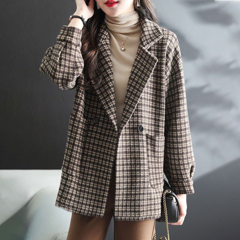 Veste en laine à carreaux pour femmes Chic & Stil