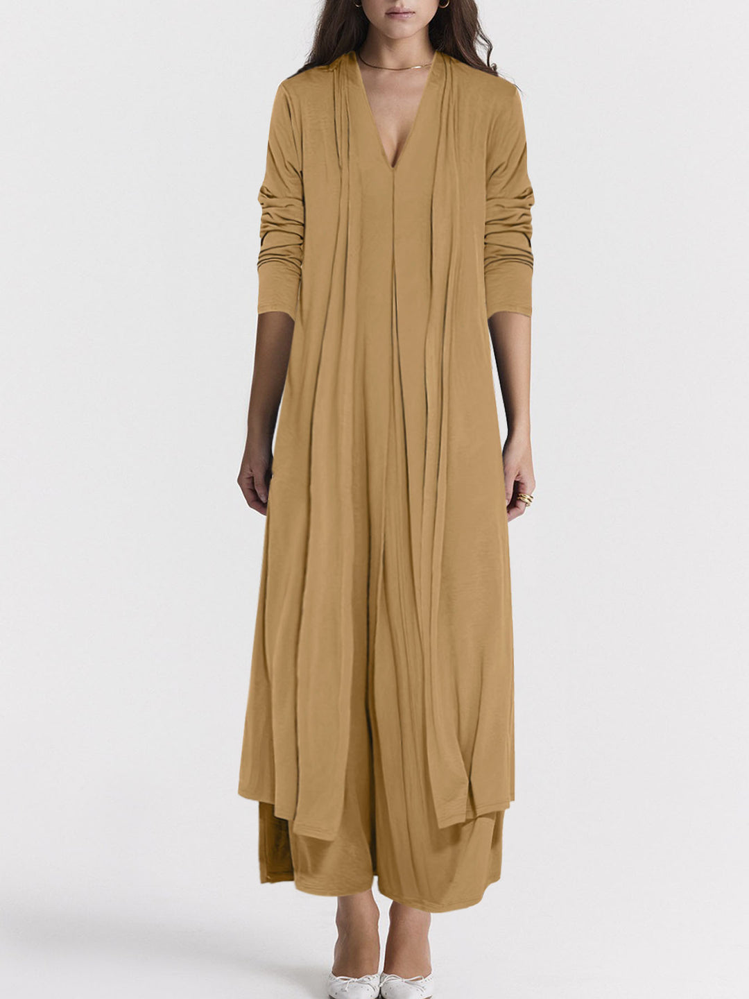 Airy maxi skirt for women with elegant V-neck and flowy cut Lune London