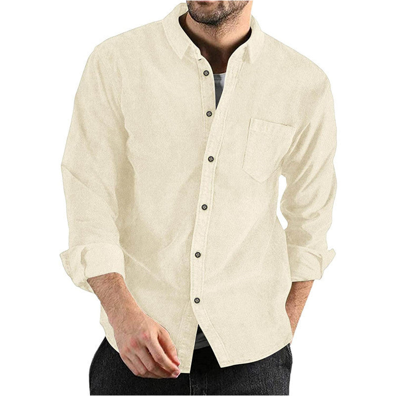 Casual corduroy shirt for men with chest pocket and trendy collar Lune London