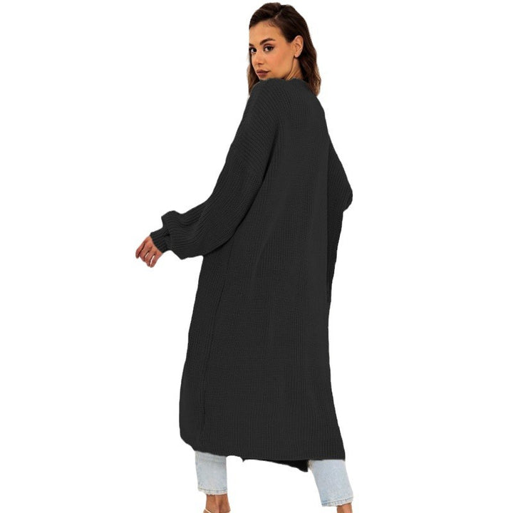 Thick knit coat for women with open cut and deep pockets Lune London