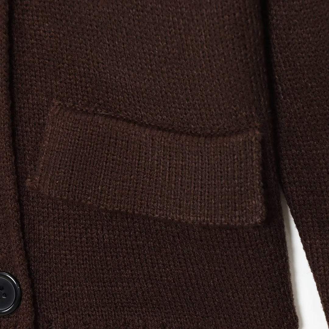 Ladies elegant knitted cardigan with double row of buttons and practical pockets Lune London