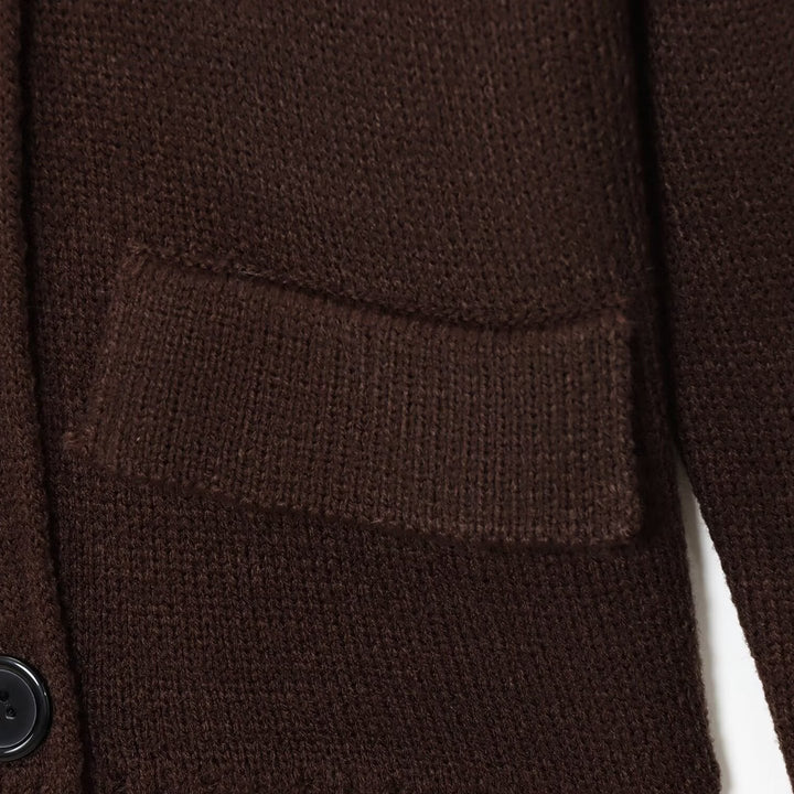 Ladies elegant knitted cardigan with double row of buttons and practical pockets Lune London