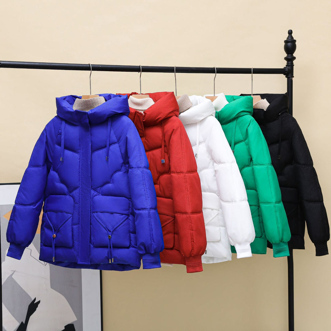 Women's Padded Winter Jacket with Hood and Heart Details Lune London