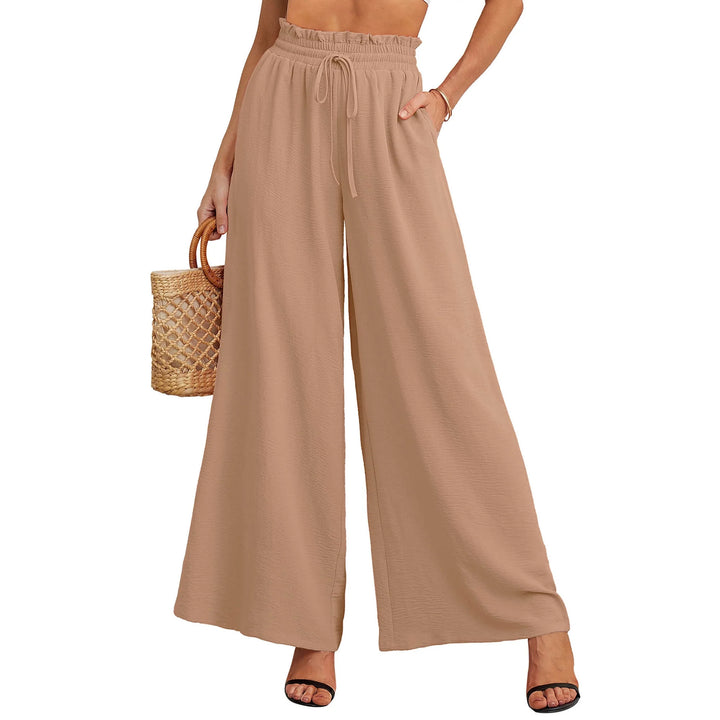 Women Summer Loose and Airy Pants with Elastic Waistband and Ties Lune London