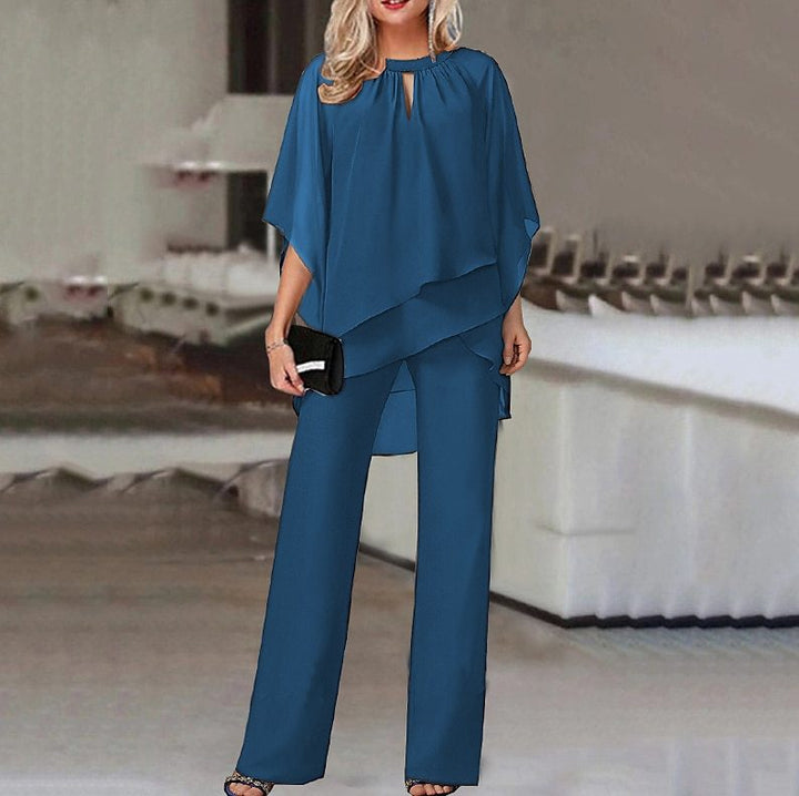 Ladies Elegant Chic Cape Jumpsuit Set