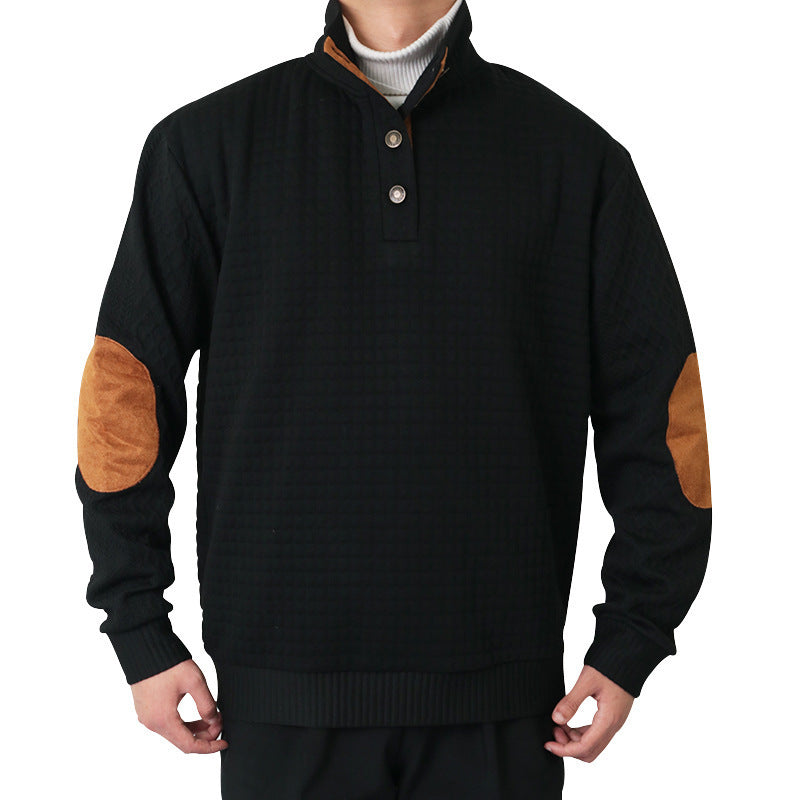 Men's sweater with high collar and leather applications Lune London