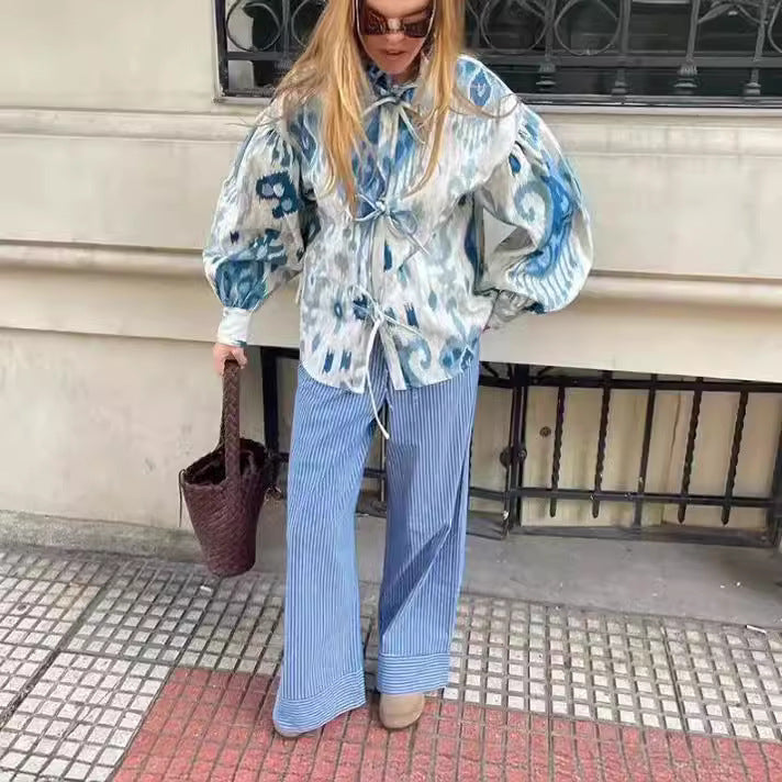 Women fashionable half-sleeve blouse with voluminous sleeves Lune London