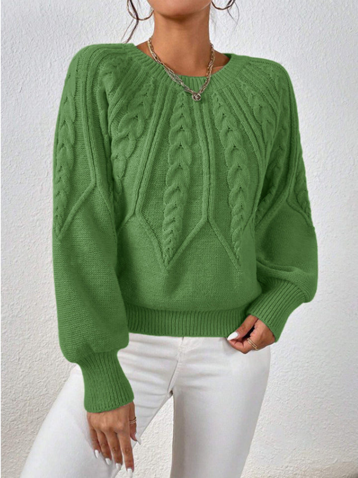 Knit sweater for women with cable pattern and wide sleeves Lune London