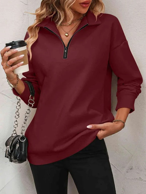 Casual turtleneck sweater for women with half-zip Lune London