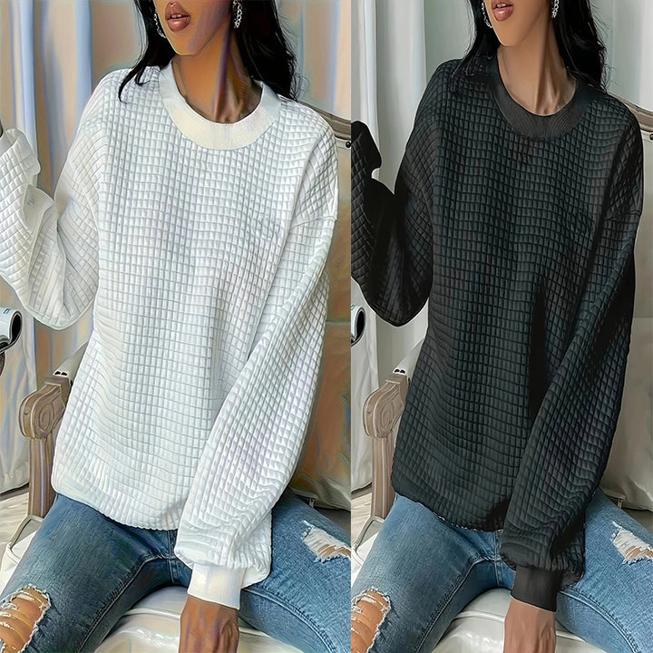 Women's sweater with textured waffle design and relaxed fit Lune London