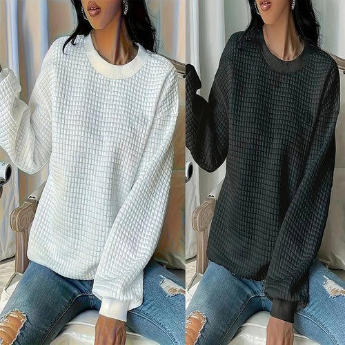 Women's sweater with textured waffle design and relaxed fit Lune London