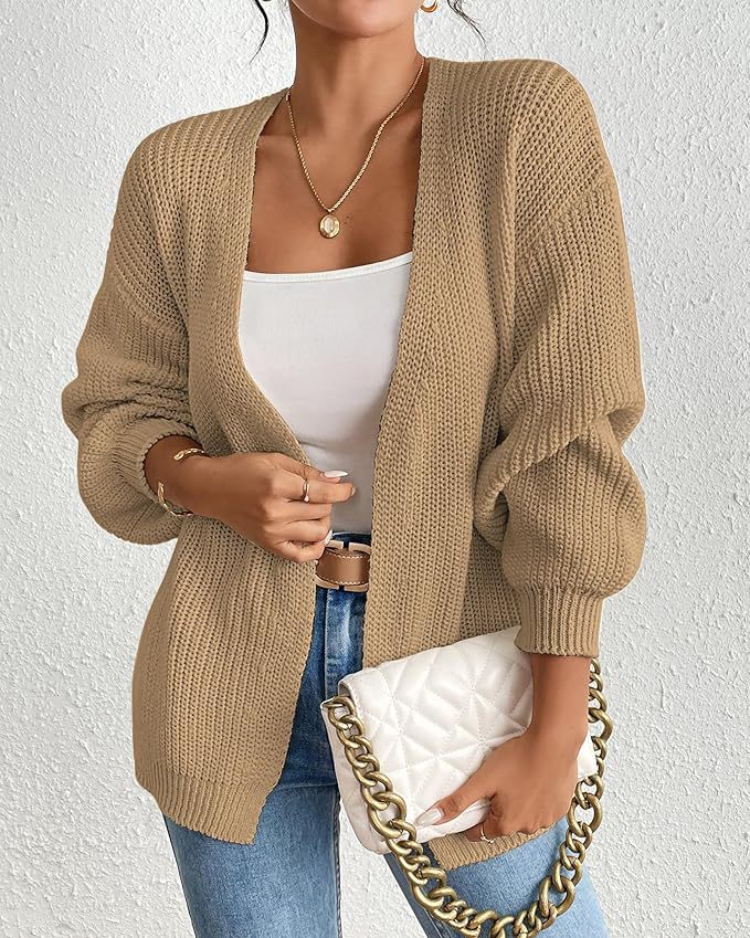 Ladies casual cardigan with oversized sleeves and a chic V-neck