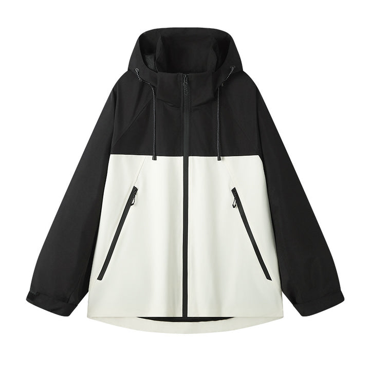 Technical jacket for women with adjustable hood and functional zip pockets Lune London