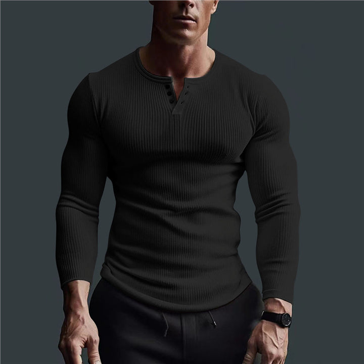 Fitted long sleeve shirt for men with ribbed structure and button placket Lune London