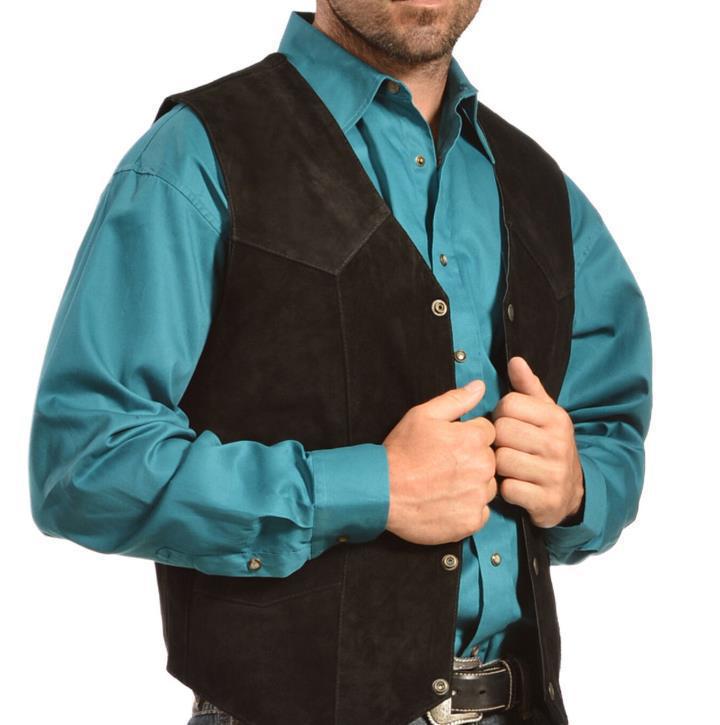 Lune London | Men's suede vest with side pockets and snap button closure