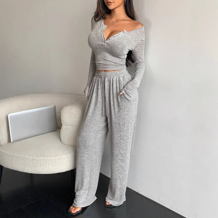 Lune London comfortable blouse and wide jogger pants set for ladies