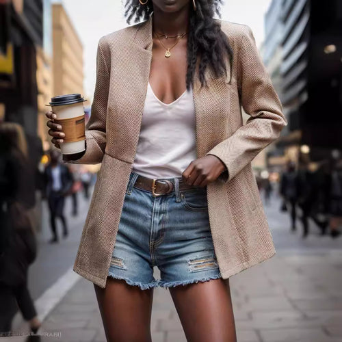 Elegant blazer jacket for women in textured fabric with modern details Lune London
