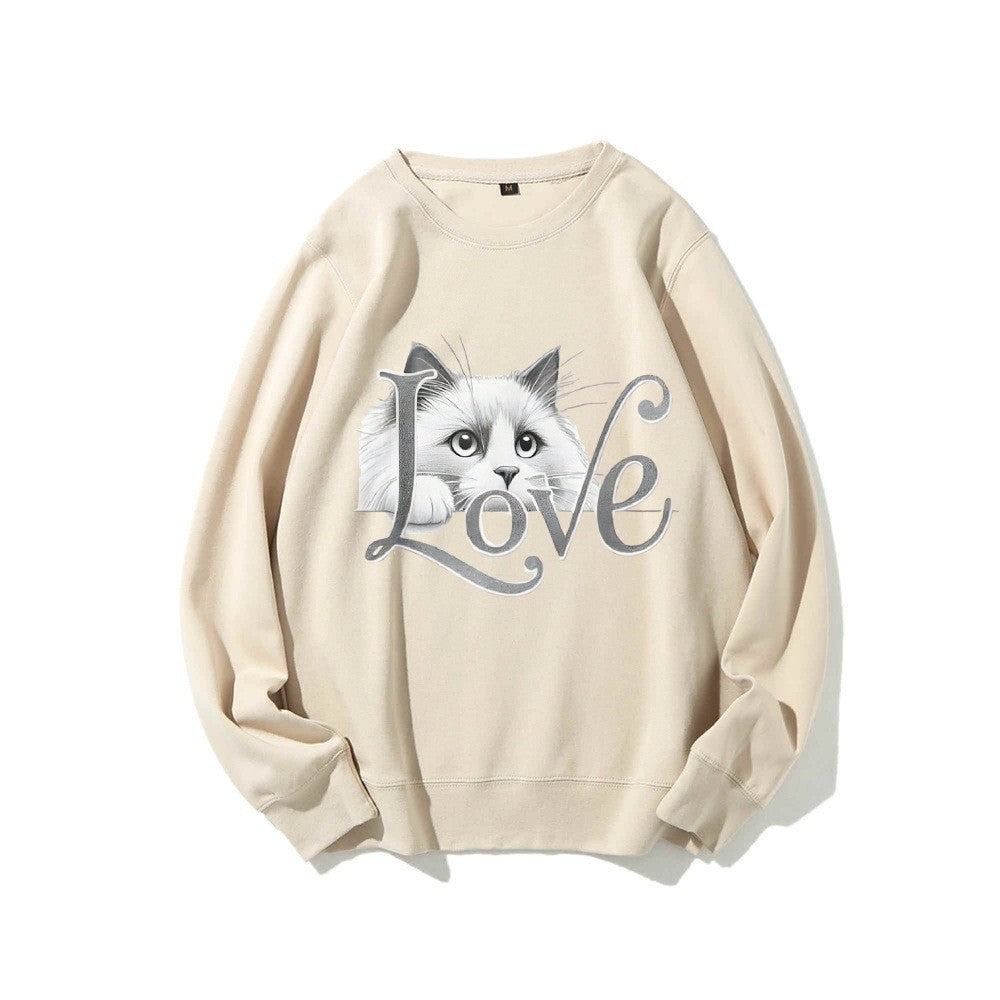 Sweat-shirt pour femmes avec un design de chat ludique et une coupe décontractée Chic & Stil