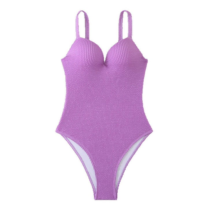 High-waisted swimsuit for women with ribbed textured surface and adjustable straps Lune London
