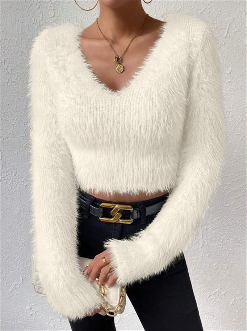 Ladies soft and stylish sweater with a plunging V-neckline and long sleeves Lune London