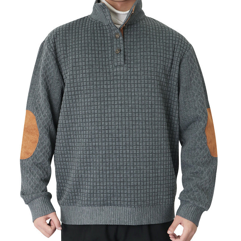 Men's sweater with high collar and leather applications Lune London