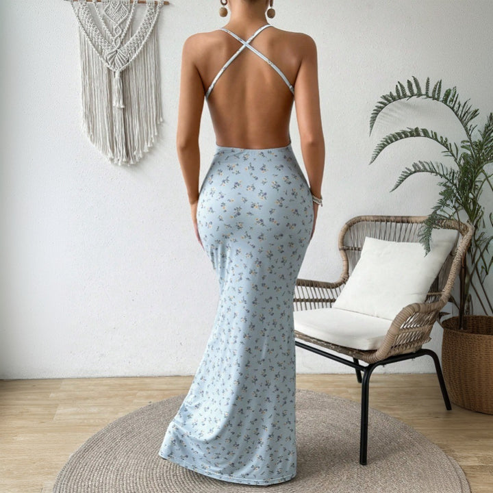Robe maxi femme avec motif fleuri et bretelles spaghetti Chic & Stil