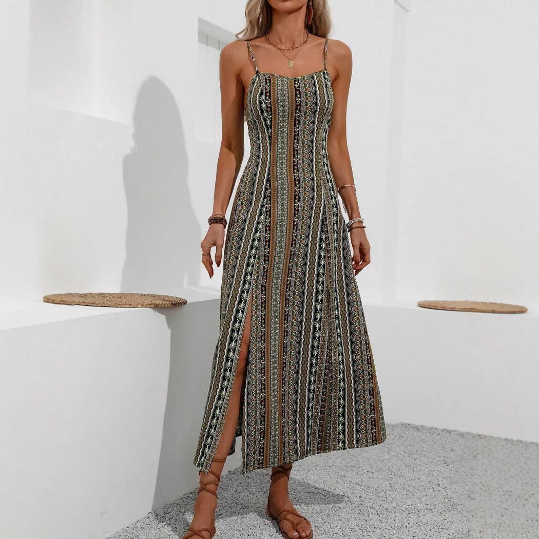 Lune London Bohemian Striped Maxi Dress for Women