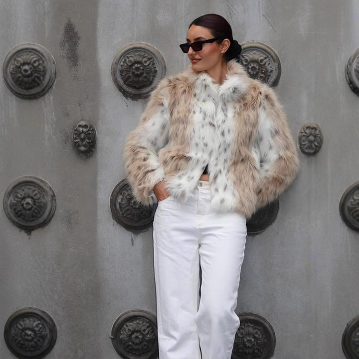 Ladies chic and stylish faux fur jacket