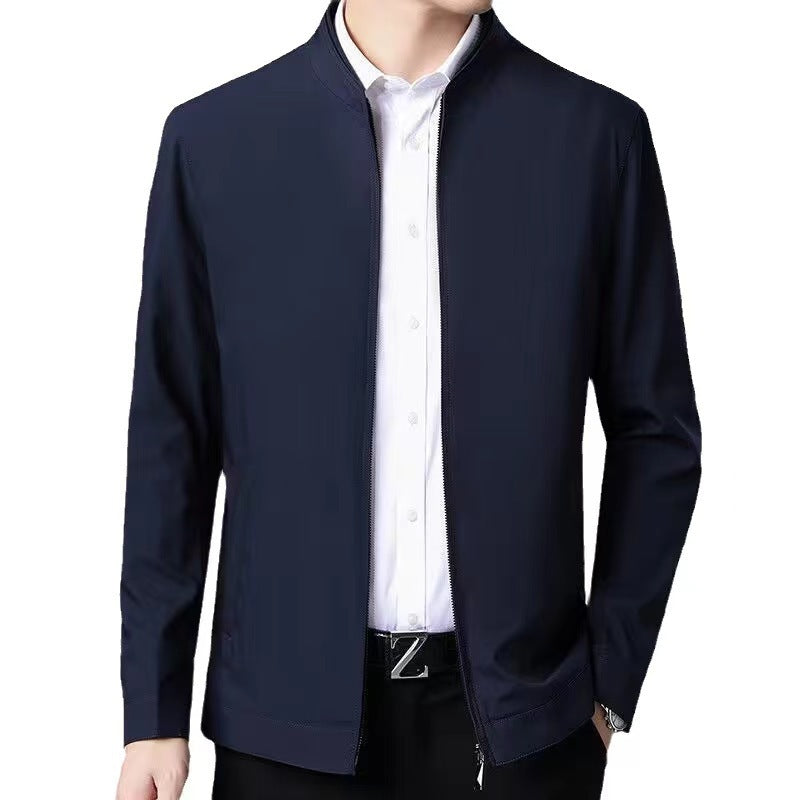 Casual men's transition jacket with high collar and practical zipper Lune London