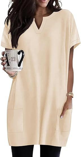 Robe tunique de loisirs pour femmes avec décolleté en V et poches Chic & Stil