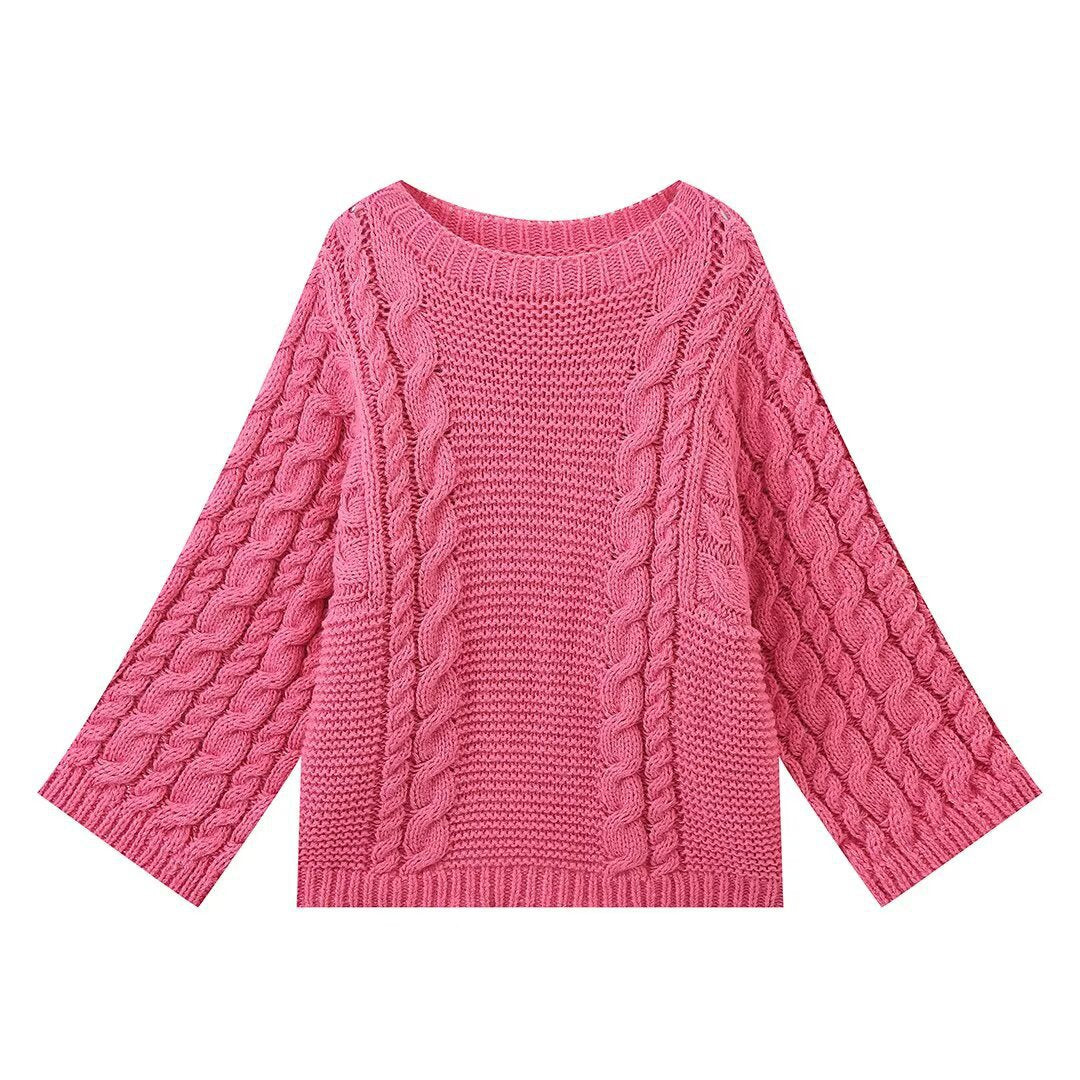 Ladies' knitted sweater with cable pattern and loose fit Lune London