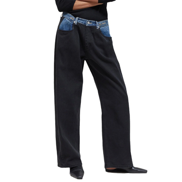 Women High Waist Cargo Jeans with Denim Details Lune London