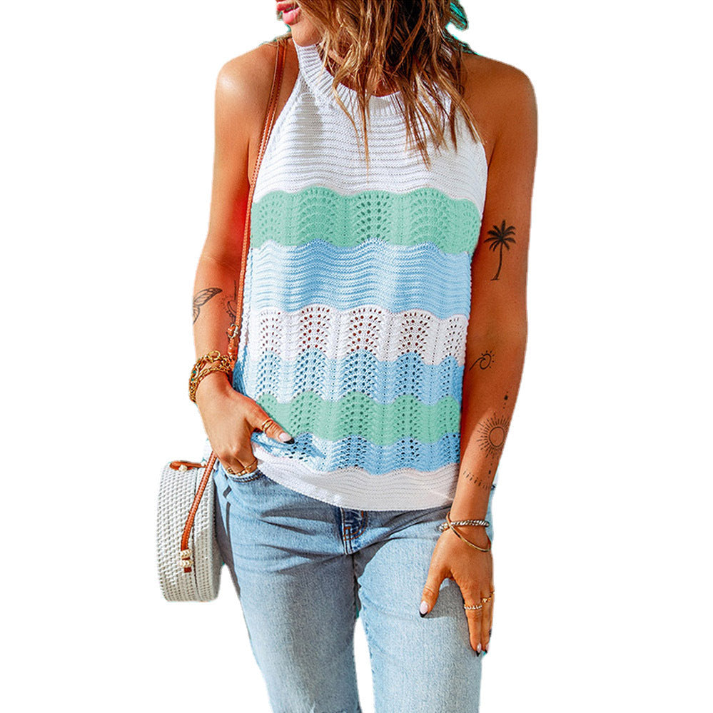 Women Casual Knitted Top with Trendy Color Change Lune London