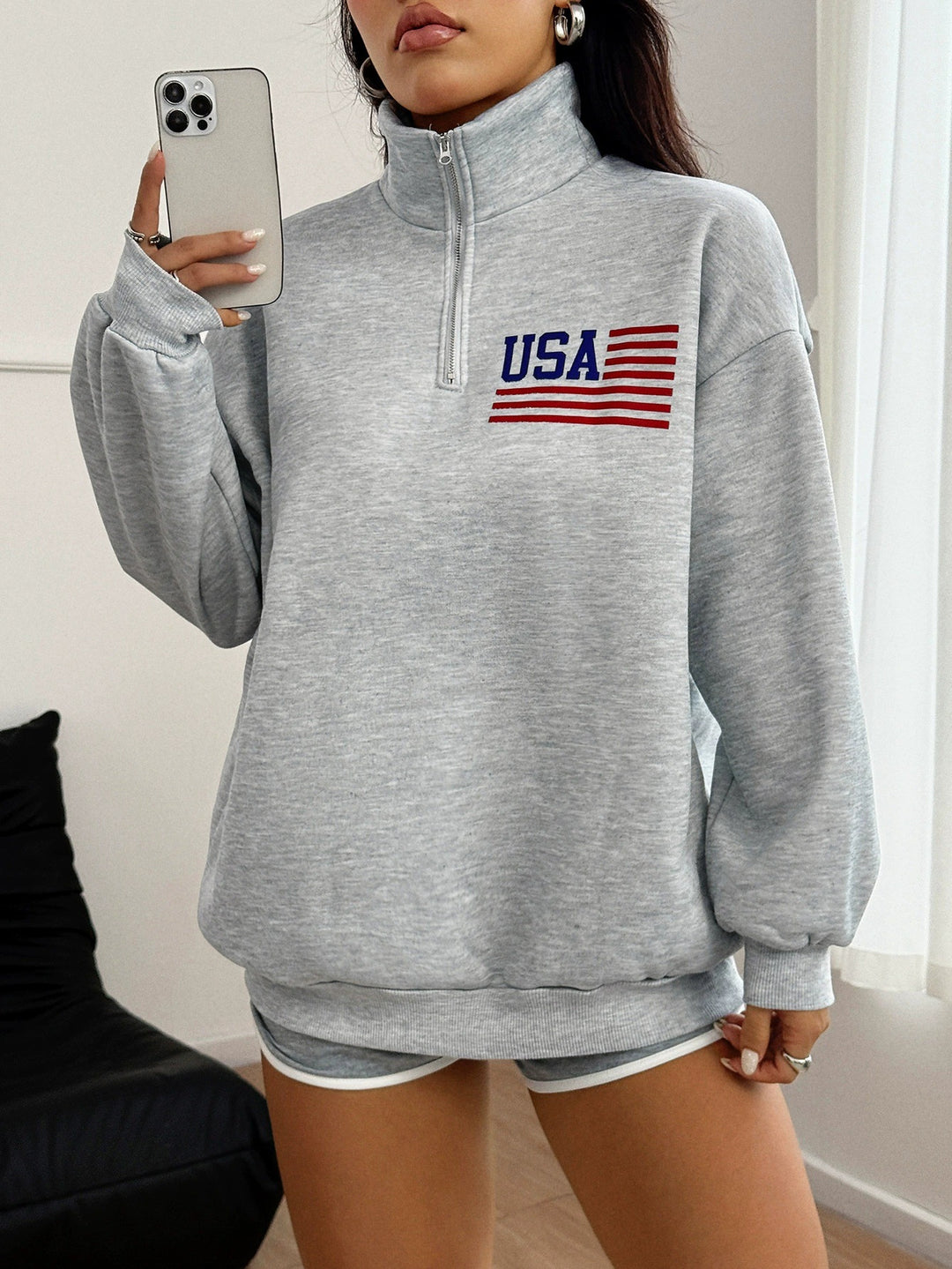 Ladies stylish sweat jacket with high collar Lune London
