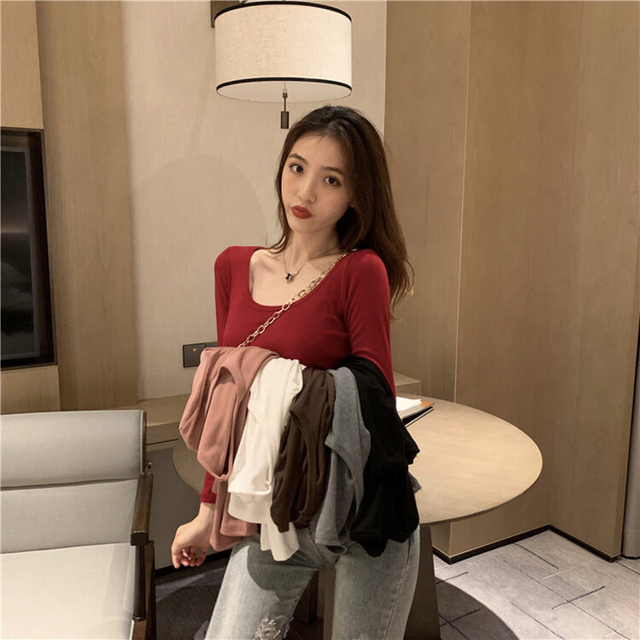 Women's Long Sleeve Bodysuit with Deep Neckline and Figure-Hugging Cut Lune London