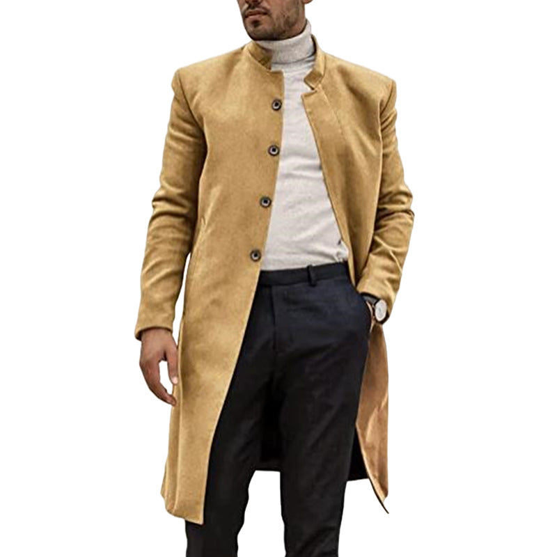 Modern and stylish wool coat for men with a continuous row of buttons Lune London