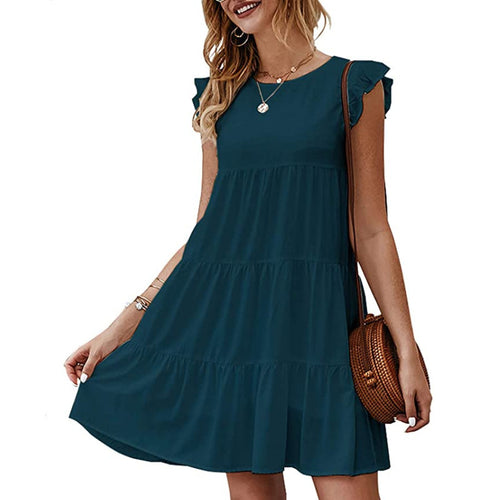 Cotton dress for women with ruffle detail and loose fit Lune London