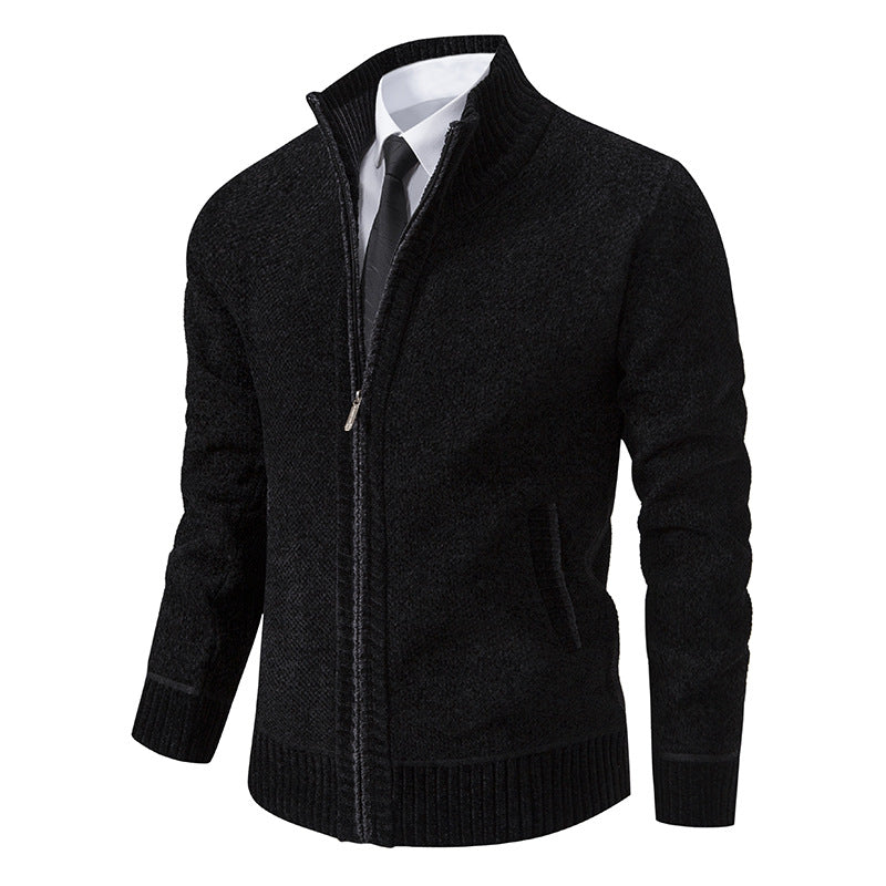Elegant knitted jacket for men with modern zipper and high collar Lune London