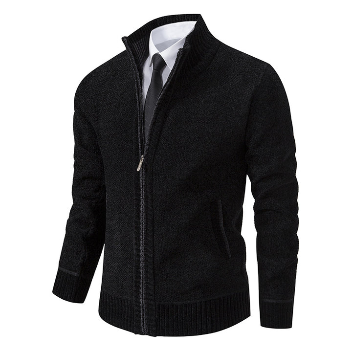 Elegant knitted jacket for men with modern zipper and high collar Lune London