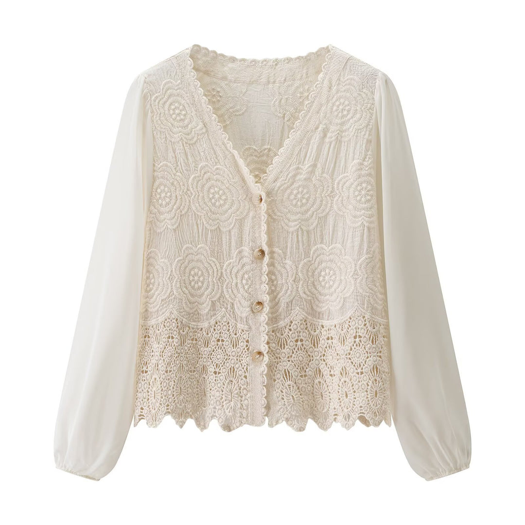 Blouse en dentelle pour femmes avec boutons élégants Chic & Stil