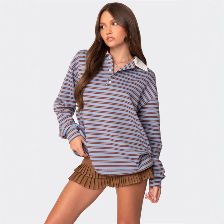 Women's casual polo with striped pattern and comfortable fit Lune London