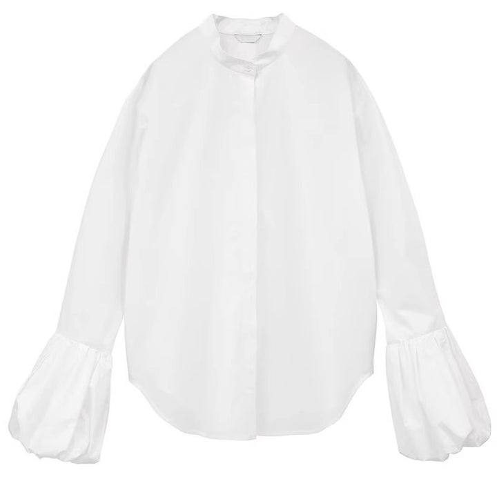Blouse Élégante Femme avec Manches Volumineuses et Col Montant Chic & Stil