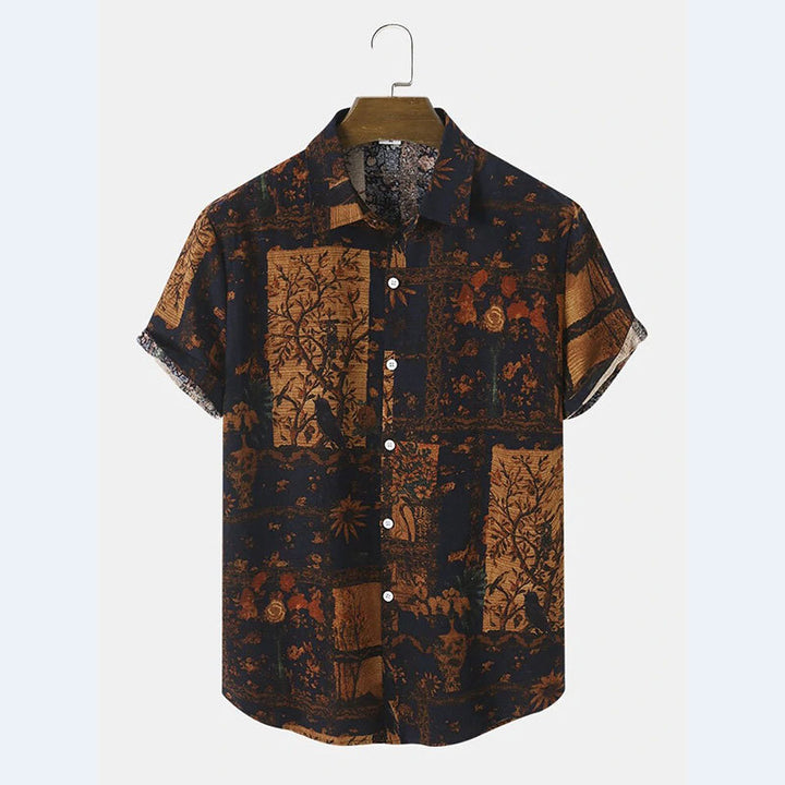 Short sleeve shirt for men with floral design and textured fabric Lune London