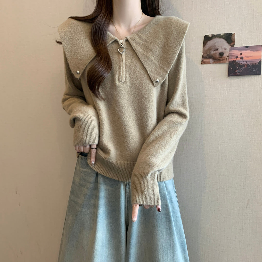 Pull femme avec col unique et zip décoratif Chic & Stil