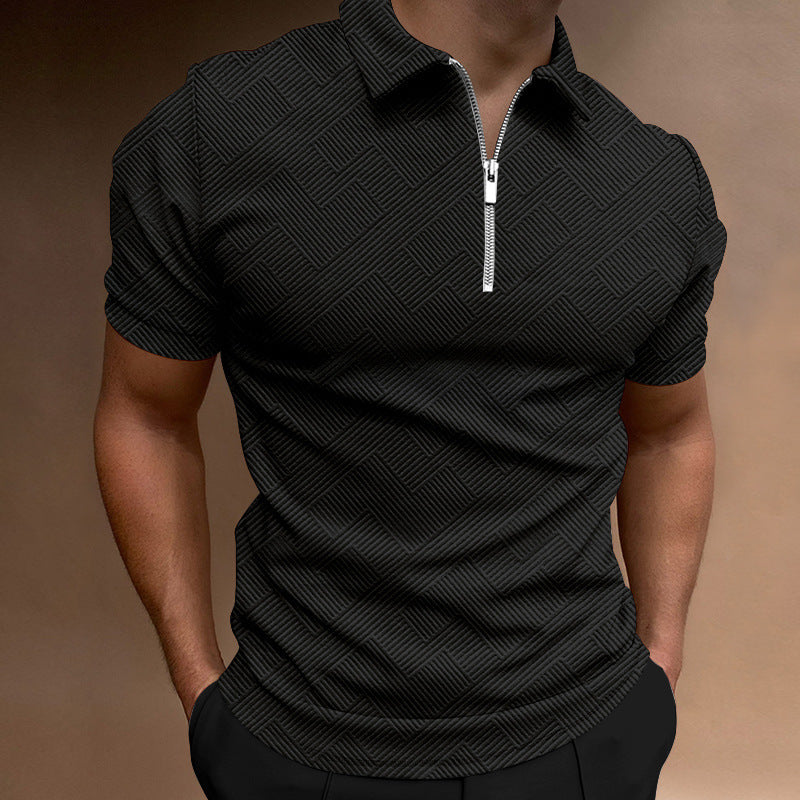 Men's Short Sleeve Polo with Structured Zip Lune London