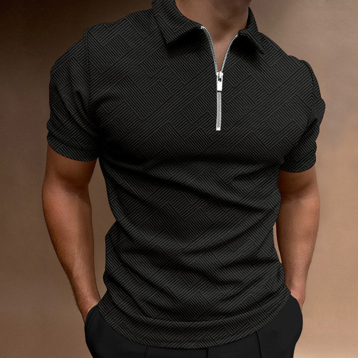 Men's Short Sleeve Polo with Structured Zip Lune London