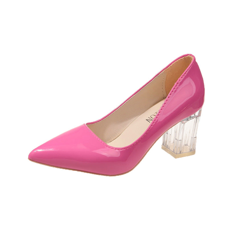 Classic women's pumps with transparent block heel and pointed toe Lune London