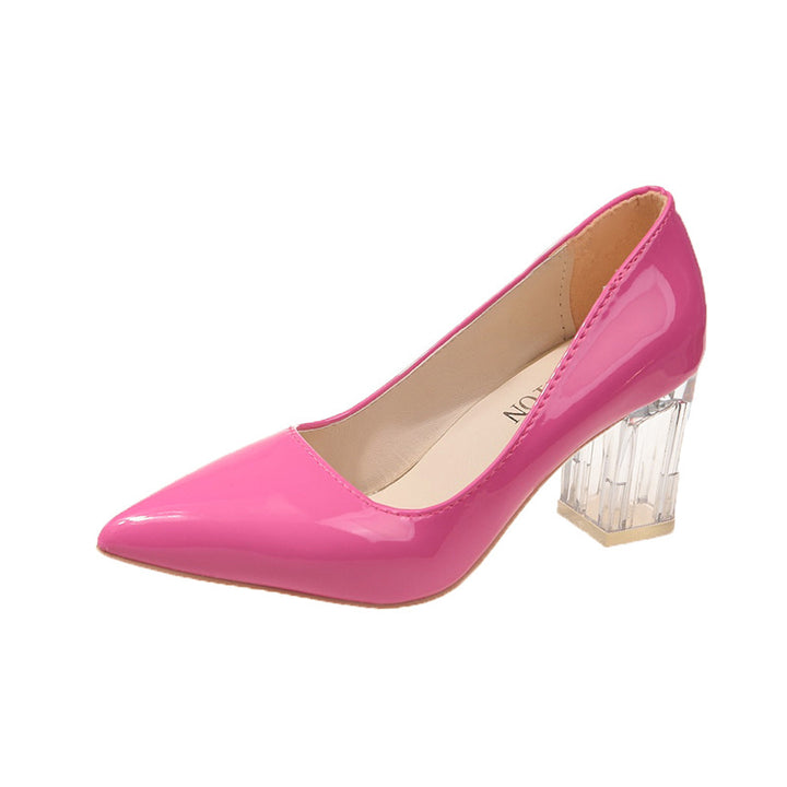 Classic women's pumps with transparent block heel and pointed toe Lune London