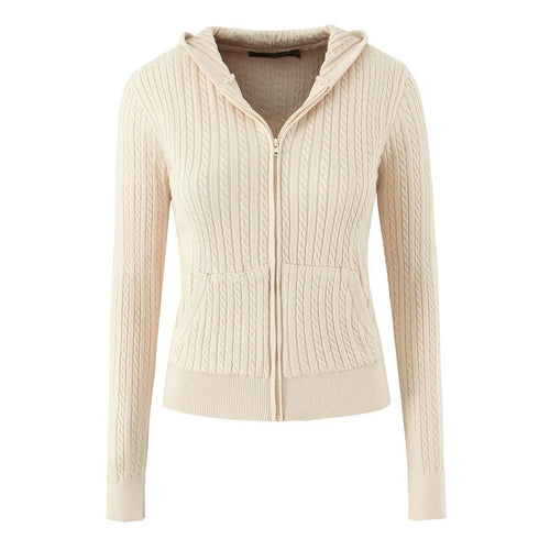 Ladies comfortable wool sweater with hood and zipper Lune London