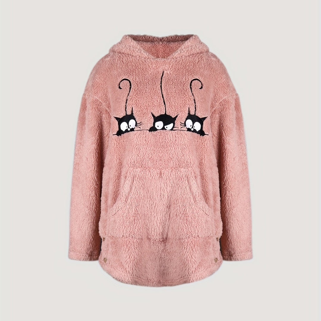 Cozy sweatshirt for women with cat pattern Lune London